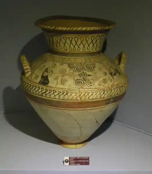 Amphora, vase with the design of different solar symbols, located at the Archaeological Museum of Izmir, Turkey Amphora, vase with the design of different solar symbols, located at the Archaeological Museum of Izmir, Turkey